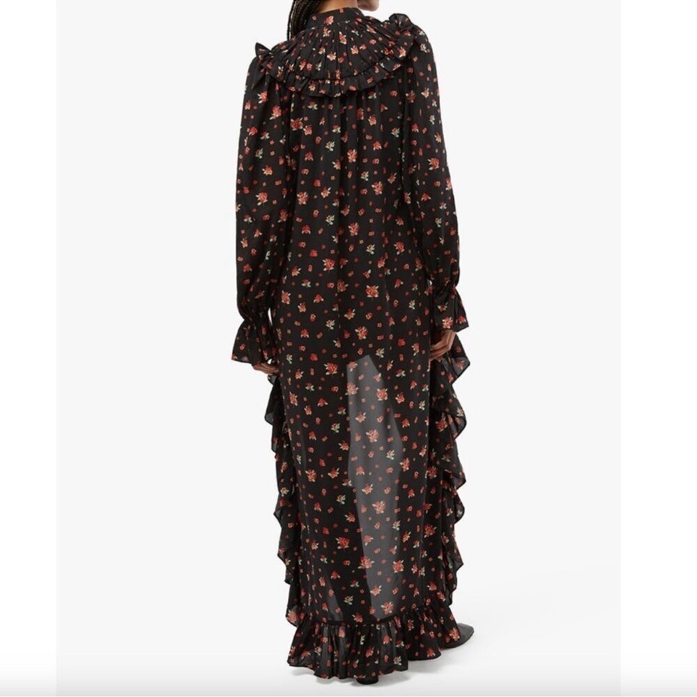 WeWoreWhat High Low Polka Dot Black Floral Long Sleeve Dress Size Medium New - Picture 2 of 11